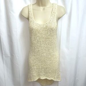 Sans Souci Beige Open Knit Tunic Top Boho Mini Dress Cover-Up